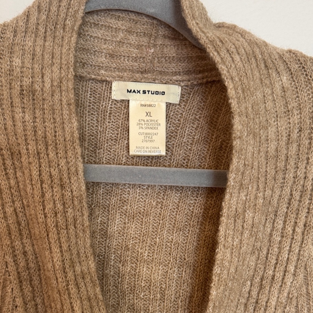 Max Studio Tan Ribbed Cardigan - Picture 2 of 7